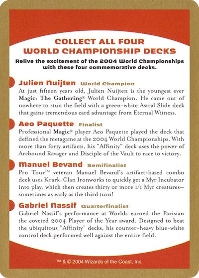 2004 World Championship Advertisement Card