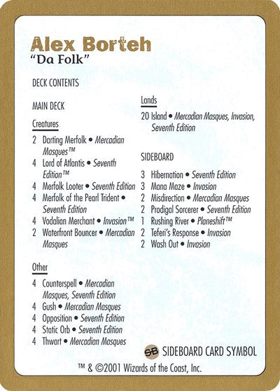 2001 Alex Borteh Decklist Card