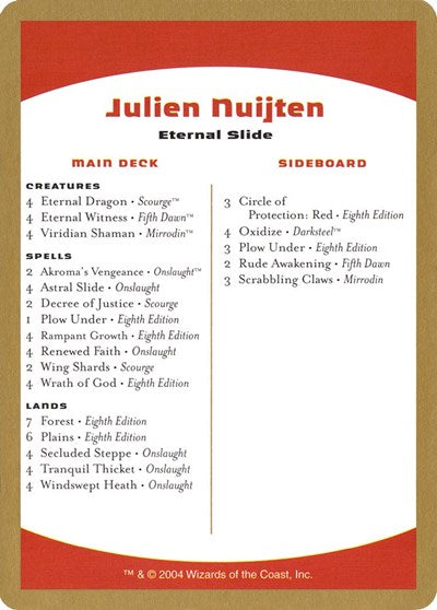 2004 Julien Nuijten Decklist Card