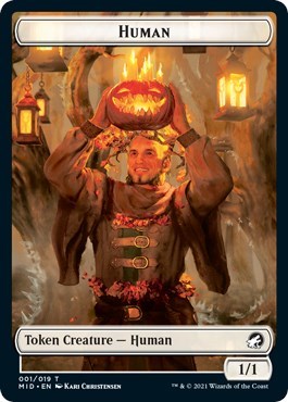 Human // Emblem - Teferi, Who Slows the Sunset Double-sided Token