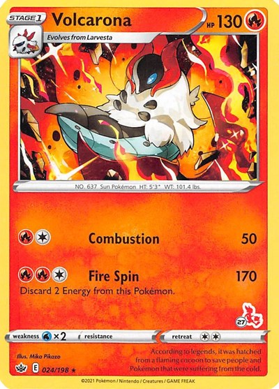 Volcarona - 024/198 (#27 Cinderace Stamped)
