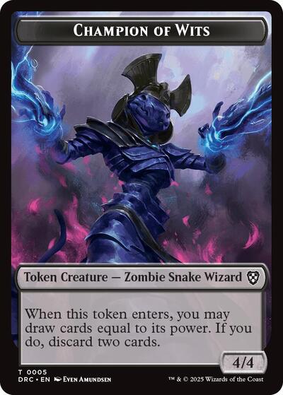 Champion of Wits // Zombie (0003) Double-Sided Token