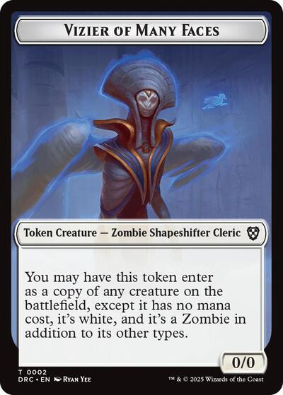 Vizier of Many Faces // Zombie (0003) Double-Sided Token